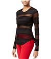 Rachel Roy Womens Striped Lace Embellished T-Shirt black XS