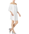 Rachel Roy Womens Smocked Off-The-Shoulder Off-Shoulder Dress white XS