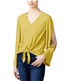 Rachel Roy Womens Tie Front Knit Blouse chartreuse S