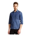 Kenneth Cole Mens Pieced Chambray Button Up Shirt