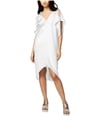 Rachel Roy Womens Flutter Sleeve High-Low Dress white XS