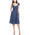 Rachel Roy Womens Striped Linen A-line Dress blue 0