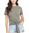 Rachel Roy Womens Cropped Tie Front Basic T-Shirt medgreen 2XL