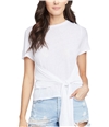 Rachel Roy Womens Cropped Tie Front Basic T-Shirt white XL