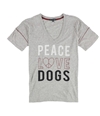 P.J. Salvage Womens Peace Love Dogs Pajama Sleep T-shirt hthrgray M