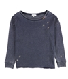 P.J. Salvage Womens Embroierded Flowers Pajama Sweater navy S