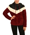 P.J. Salvage Womens Hooded Faux Fur Sweater Jacket maroon M