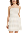 Crystal Doll Womens Gingham Mini Dress taupe S