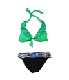 Kenneth Cole Womens Banded Paisley 2 Piece Bikini grnblk S