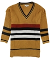 no comment Womens Slouchy Striped Pullover Sweater ambergold XL