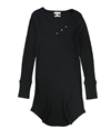P.J. Salvage Womens Thermal Knit Pajama Shirt Dress black S