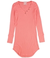 P.J. Salvage Womens Thermal Knit Pajama Shirt Dress coral S