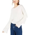 Sage The Label Womens Tiered-Sleeve Cropped Pullover Sweater ivory M