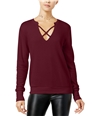 Almost Famous Womens Strappy Front Sweatshirt cabernet S