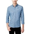WHT SPACE Mens Printed Pocket Button Up Shirt chambray S