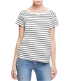 Sanctuary Clothing Womens Stripe Knit Basic T-Shirt whtblk L