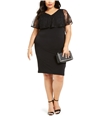 Connected Apparel Womens Lace-Overlay Sheath Dress