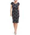 Connected Apparel Womens Embroidered Glitter Sheath Dress navy 8