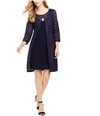 Connected Apparel Womens Textured Sheath Dress navy 12