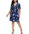 Connected Apparel Womens Jersey Wrap Dress blueberry 20W