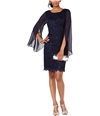 Connected Apparel Womens Lace Sheath Dress navy 4P