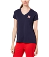 Tommy Hilfiger Womens V-Neck Logo Graphic T-Shirt navy L