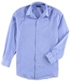 John Ashford Mens Easy Care Check Button Up Dress Shirt blue 15.5