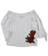 polly & esther Womens Rose Patch Off the Shoulder Blouse white XL