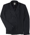 Anne Klein Womens Pinstriped Four Button Blazer Jacket black 10