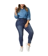 Agnes Orinda Womens Mid Rise Stretch Jeans blue 1X/26