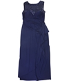 R&M Richards Womens Sequin Top Gown Dress navy 16