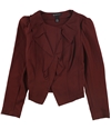 I-N-C Womens Ruffle Blazer Jacket burgundy PM