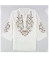 Tags Weekly Womens Embroidered Pullover Blouse white S