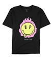 Elevenparis Mens Flaming Smiley Graphic T-Shirt black 2XL
