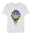 Elevenparis Mens Flaming Smiley Graphic T-Shirt white XL