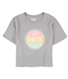 Reef Womens Ombre Logo Graphic T-Shirt gray M