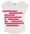 BDG Womens Pink Stripped Basic T-Shirt ivory XS