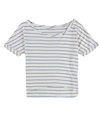 Mouchette Womens High Low Raw Edge Crop Basic T-Shirt