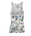 dELiA*s Womens Ribbed Doodle Print Racerback Tank Top white M