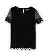 Goodnight Macaroon Womens Fringed Lace Pullover Blouse black XS