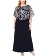Connected Apparel Womens Embroidered Gown Dress navy 16W
