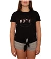 Reebok Womens Tie Front Graphic T-Shirt black S