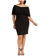 Connected Apparel Womens Solid Sheath Dress black 20W