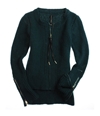 W118 Womens Full Zip Front Cable Knit Sweater teal S