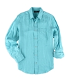 Nautica Mens Solid Linen Button Up Shirt, TW1