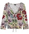 Guess Womens Erie Ruched Crop Top Blouse