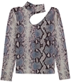 GUESS Womens Floral Cutout Pullover Blouse blue M