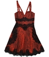 GUESS Womens Nadine Embellished Fit & Flare Dress mediumred S