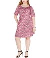 Ny Collection Womens Printed Pleated Dress