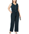 NY Collection Womens Metallic Jumpsuit navy 1X